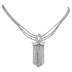 Collana con nappe di diamanti in oro bianco a più file, taglio Brilliante da 9,50 carati