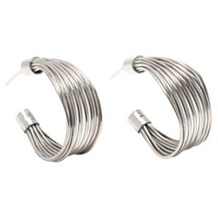 Multi Row Wide Hoop Earrings, Sterling Silver, Large Silver Hoops
