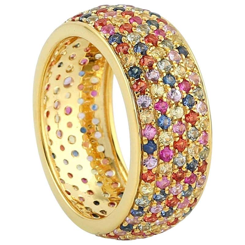 Infinity Ring Colorful Colorful Antique Multi-Gemstone Eternity Band at 1stDibs | multi ...