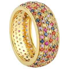 Multi Sapphire 18 Karat Gold Band Ring