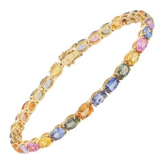 Multi Sapphire 18 Karat Gold Bangle Bracelet