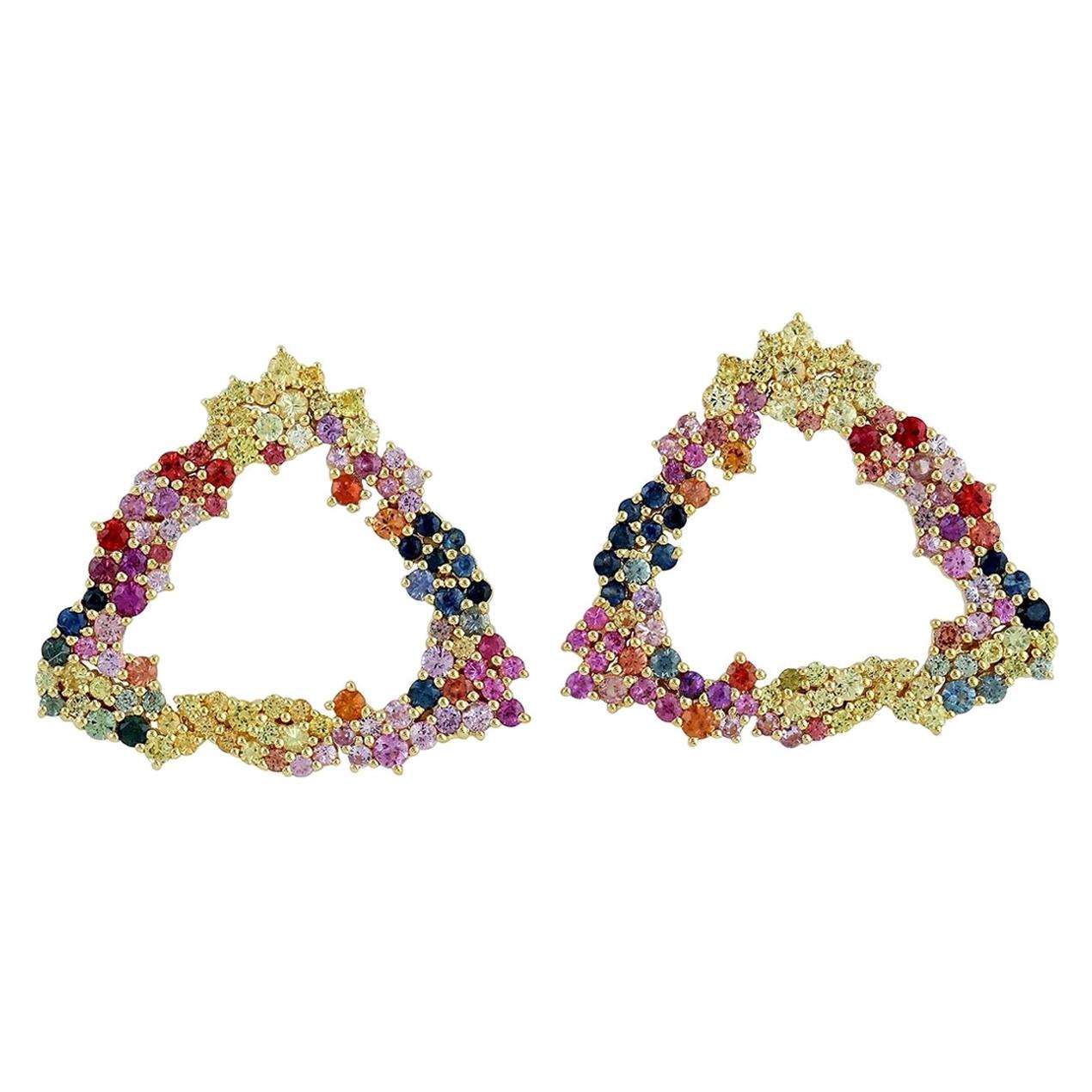 Multi Sapphire 18 Karat Gold Earrings