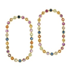 Multi Sapphire 18 Karat Gold Rainbow Stud Earrings