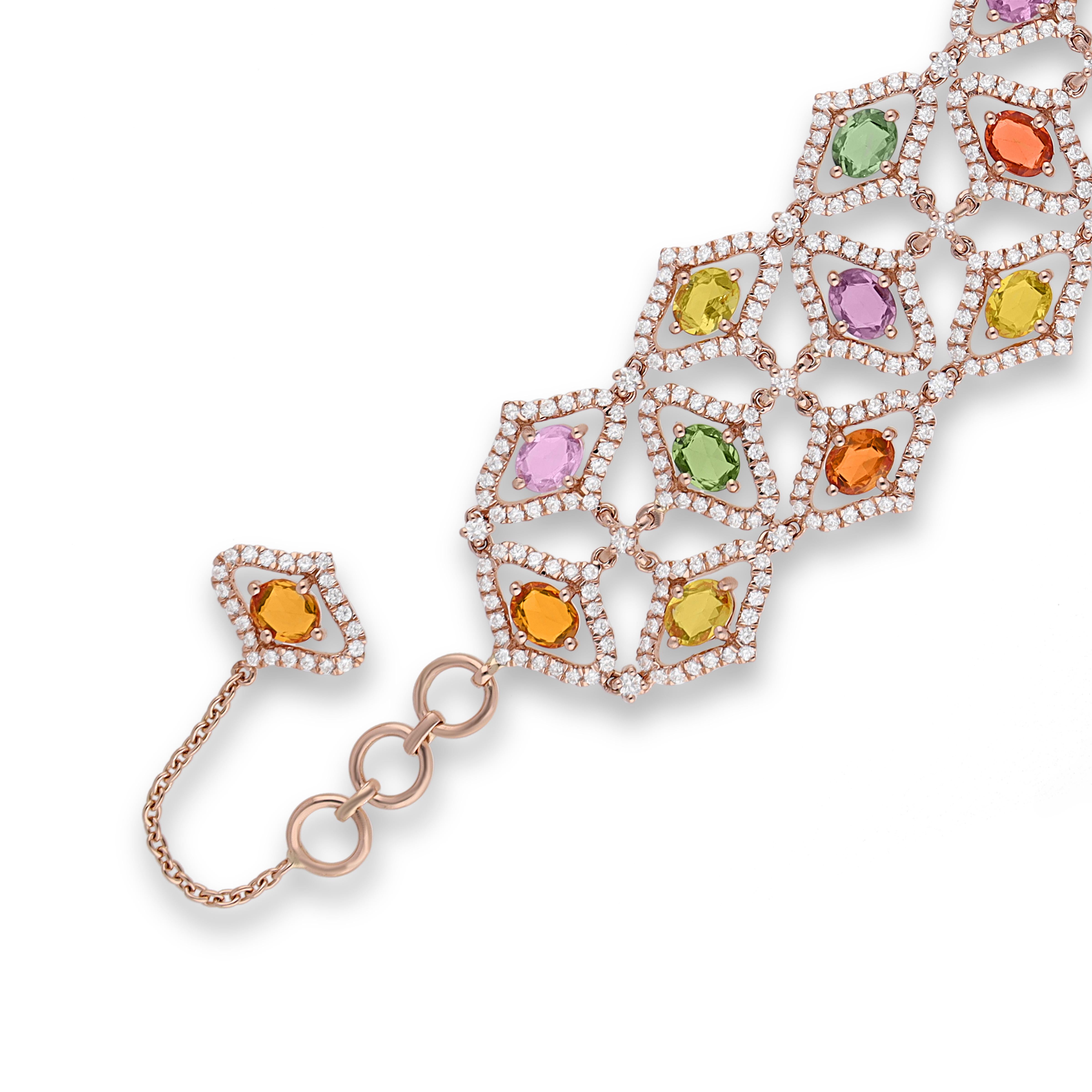 Moderno Bracciale Multi Zaffiro e Diamante in vendita