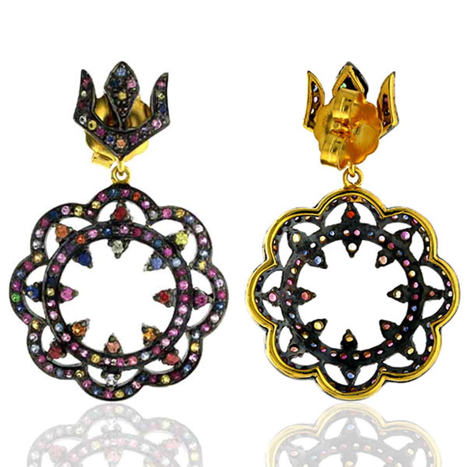 Modern Multi Sapphire Armour Earrings For Sale