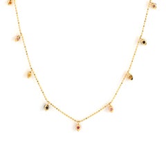Multi Sapphire Delicate Chain Necklace Made In 18k Yellow Gold