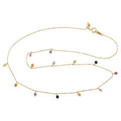 Multi Sapphire Delicate Chain Necklace Made In 18k Yellow Gold