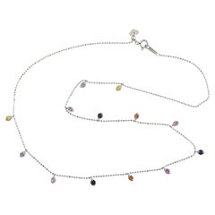 Multi Sapphire Zarte Kette Halskette aus 18k Gelbgold