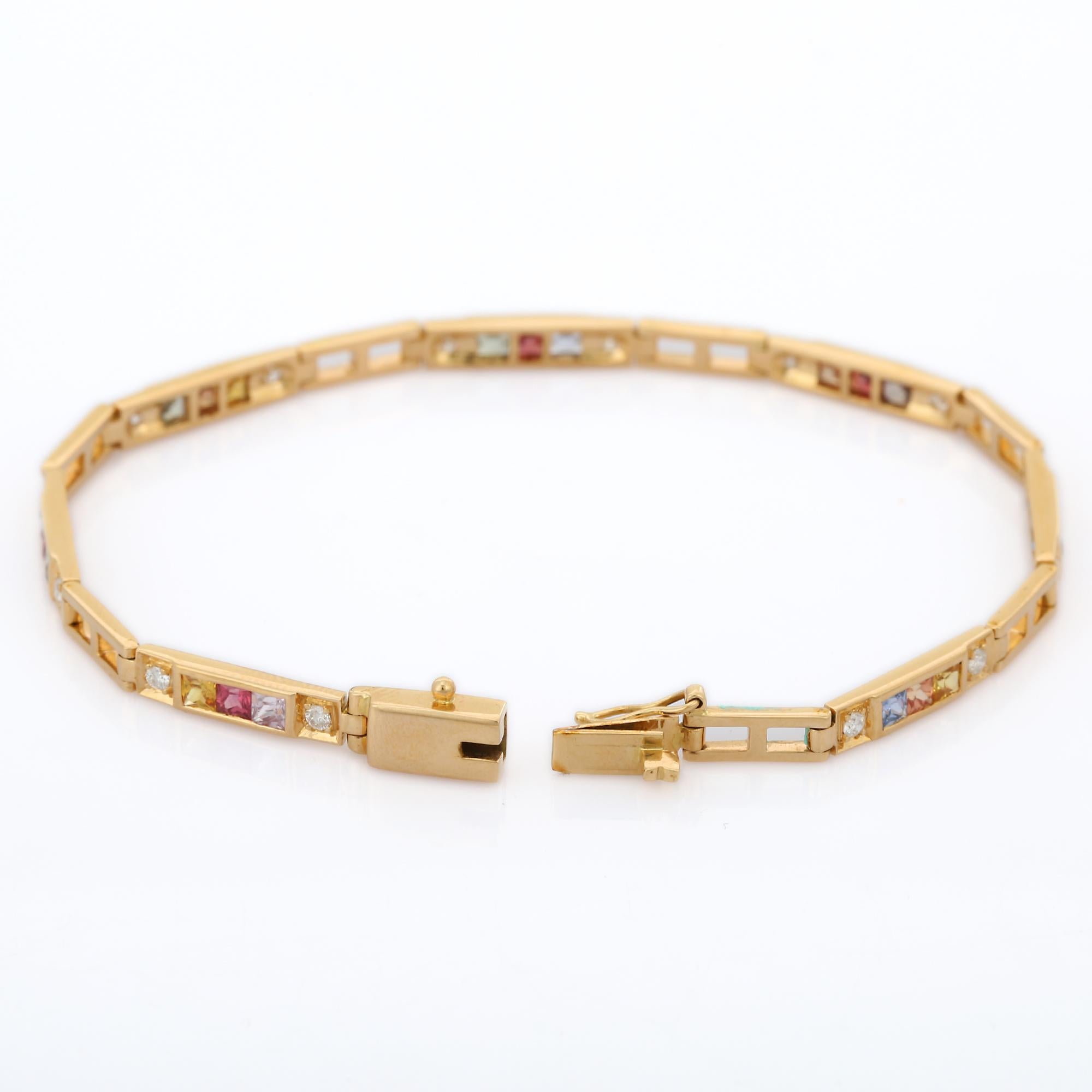 Mehr Saphir-Diamant-Armband aus 18 Karat Gelbgold Damen im Angebot