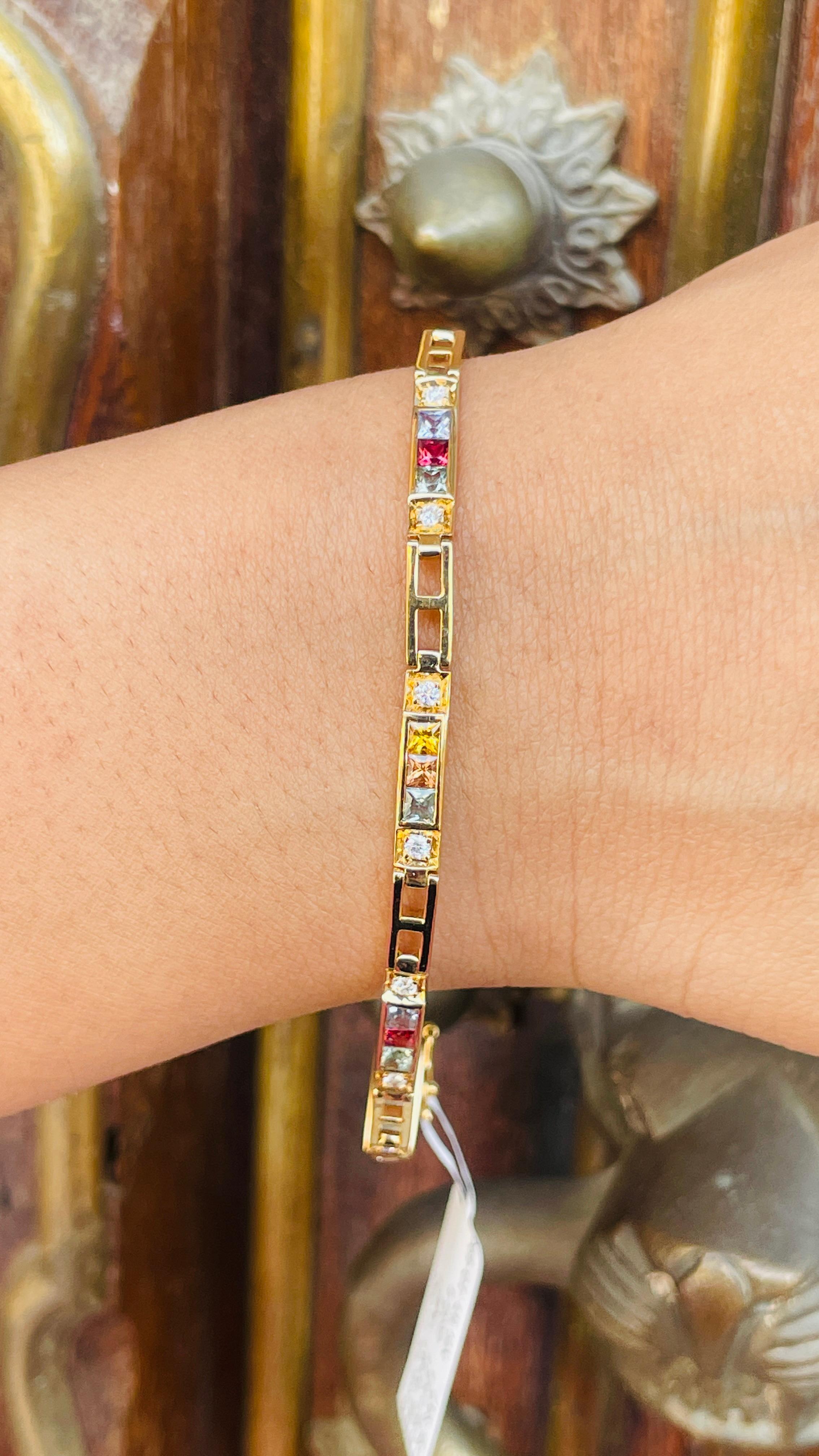 Mehr Saphir-Diamant-Armband aus 18 Karat Gelbgold im Zustand „Neu“ im Angebot in Houston, TX