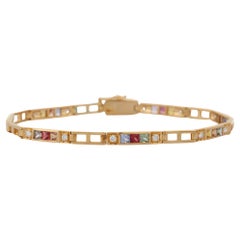 Multi Sapphire Diamond Bracelet in 18K Yellow Gold