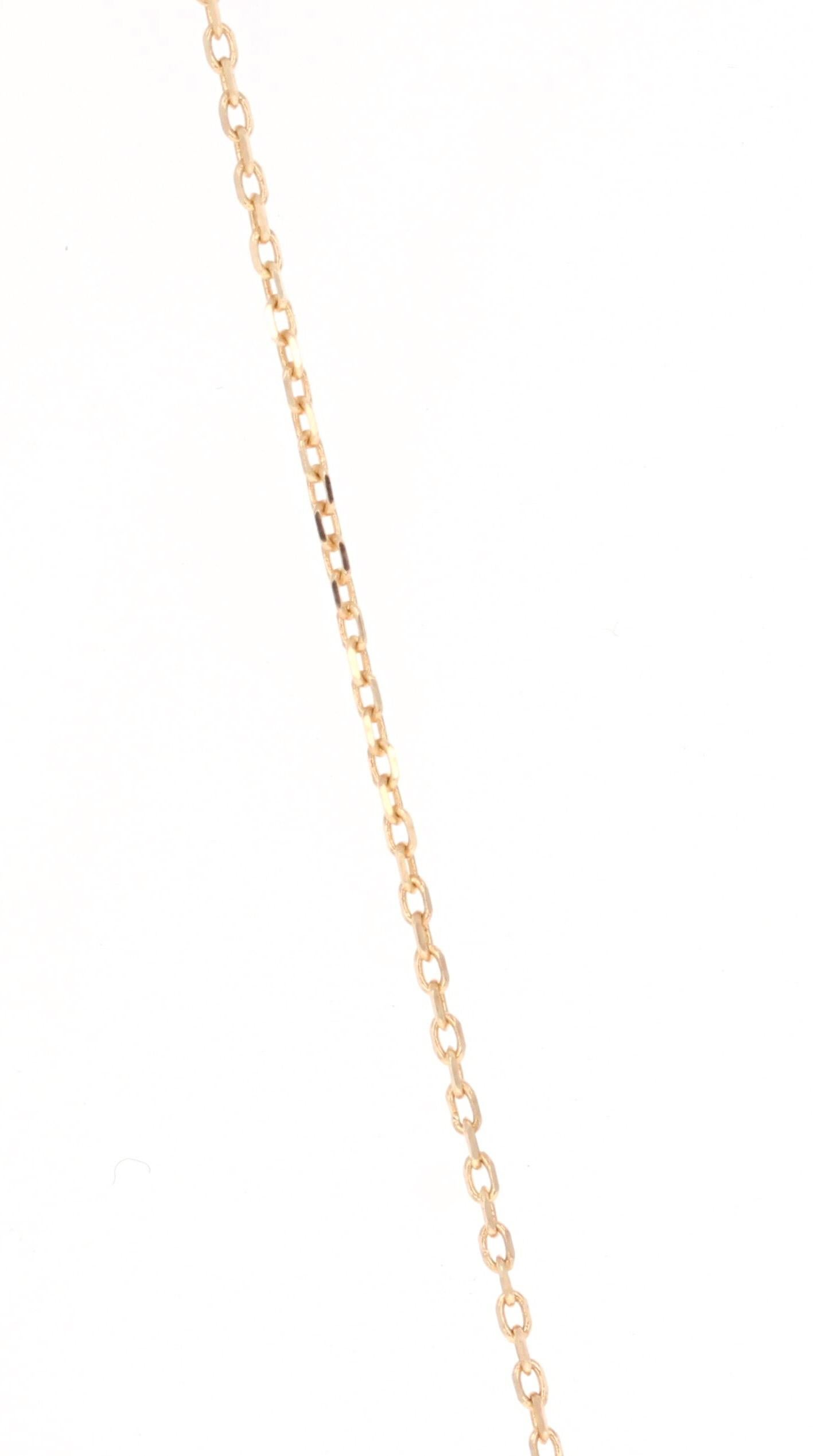 Taille ronde Chaîne collier en or jaune 14 carats avec plusieurs saphirs et diamants en vente