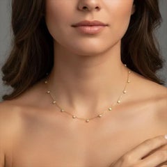 Multi Sapphire Emerald 14K (or 18k upon request) Yellow Gold Station Necklace