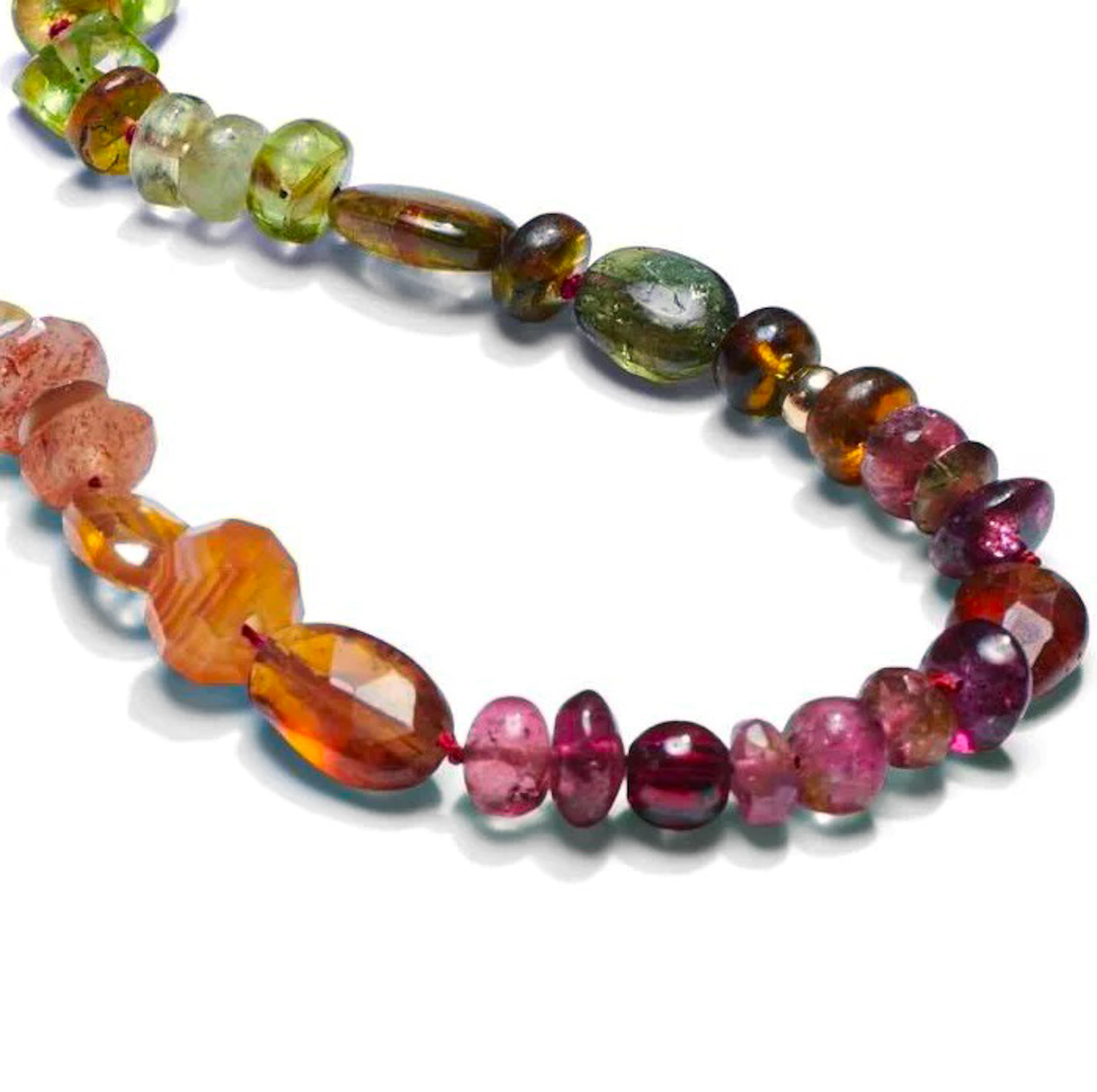 Sapphire and Emerald Beaded Yellow Gold Necklace For Sale 1