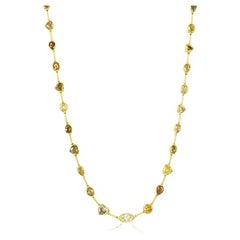 Multi Sapphire Fancy Shaped Necklace Yellow Gold