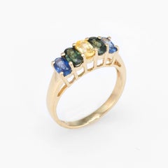 Multi Sapphire Five-Stone Anniversary 14 Karat Yellow Gold Band