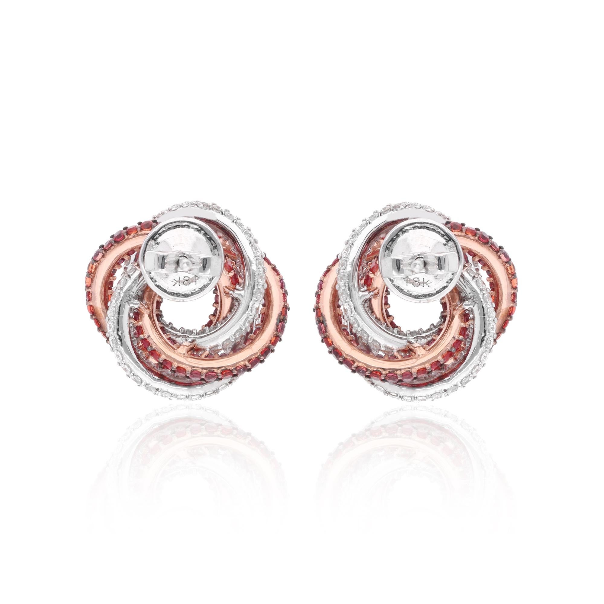 Women's Multi Sapphire Gemstone Knot Design Earrings Diamond Pave 14 Karat White Gold For Sale