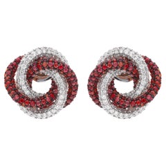 Orecchini Multi Sapphire Gemstone Knot Design Diamond Pave Oro bianco 14 carati