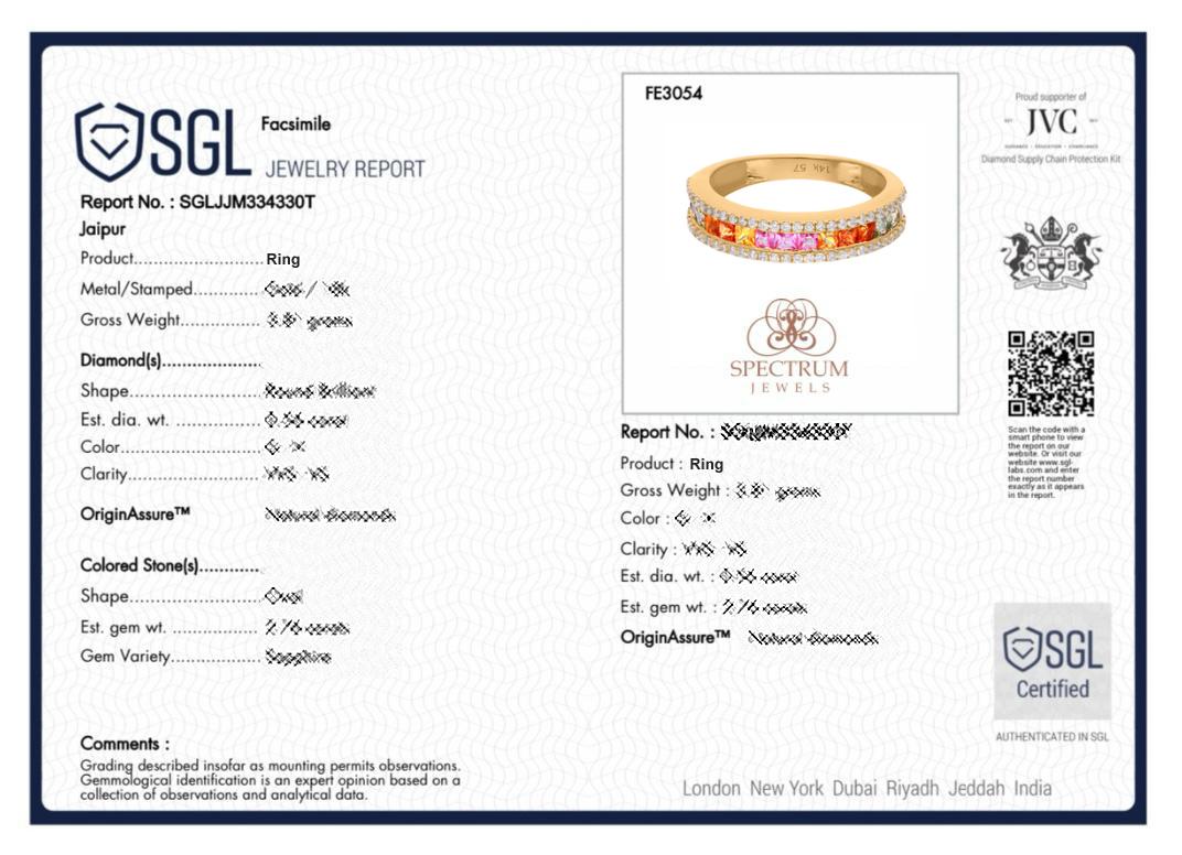 Multi Sapphire Gemstone Ring SI Clarity HI Color Diamond 14 Karat Yellow Gold For Sale 4