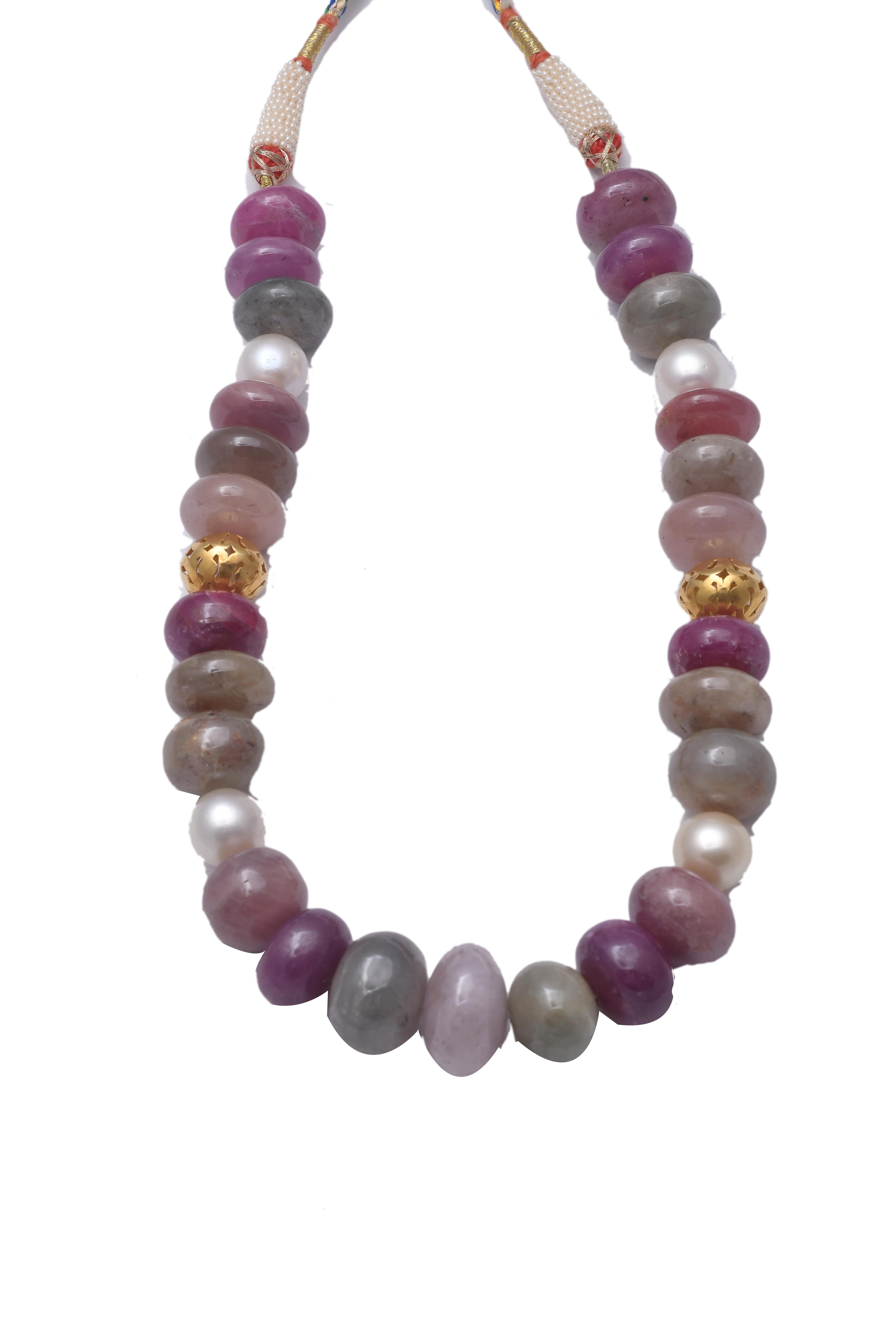Multi sapphire gold 18k string necklace