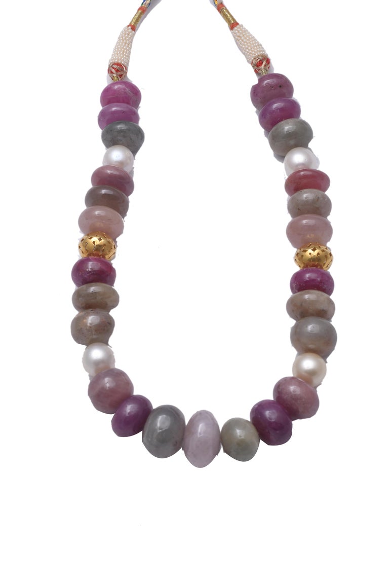 18k gold Multi Sapphire Gold String Necklace For Sale at 1stDibs