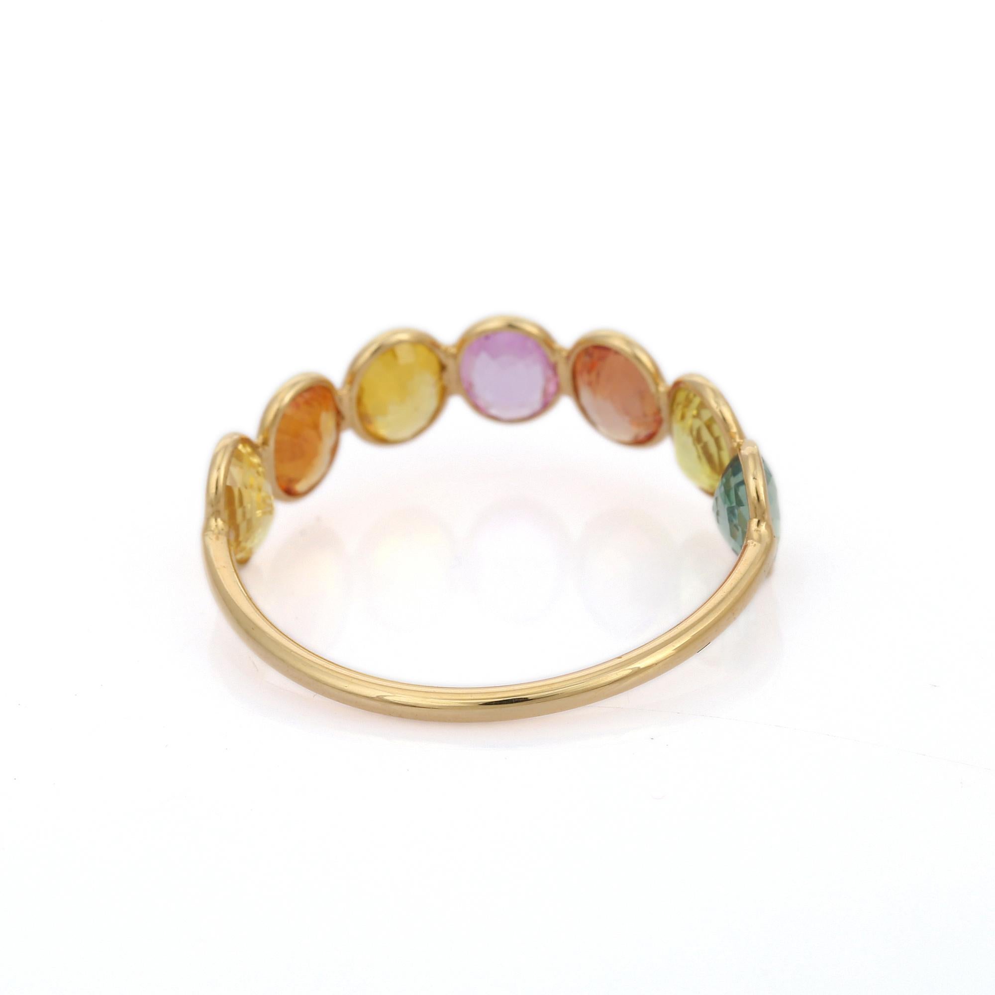 For Sale:  Multi Sapphire Half Eternity Band in 18K Yellow Gold 5