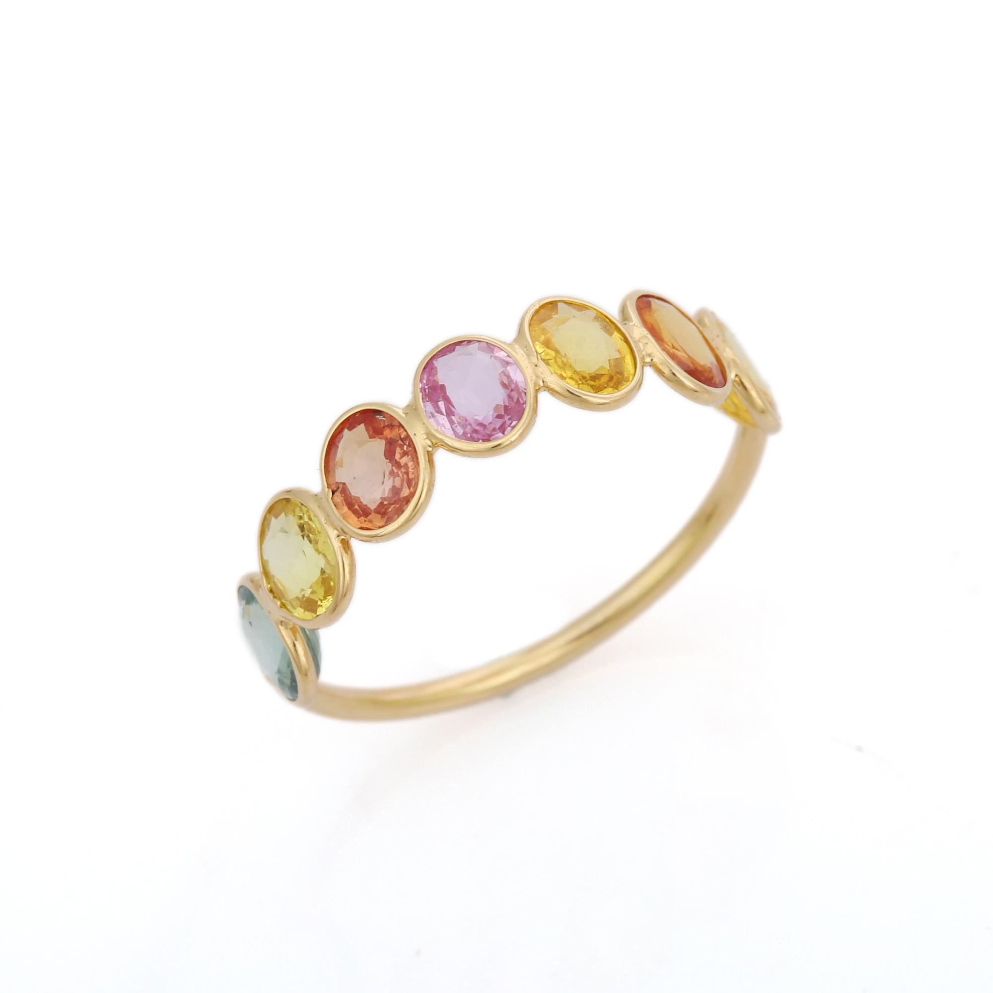 For Sale:  Multi Sapphire Half Eternity Band in 18K Yellow Gold 7
