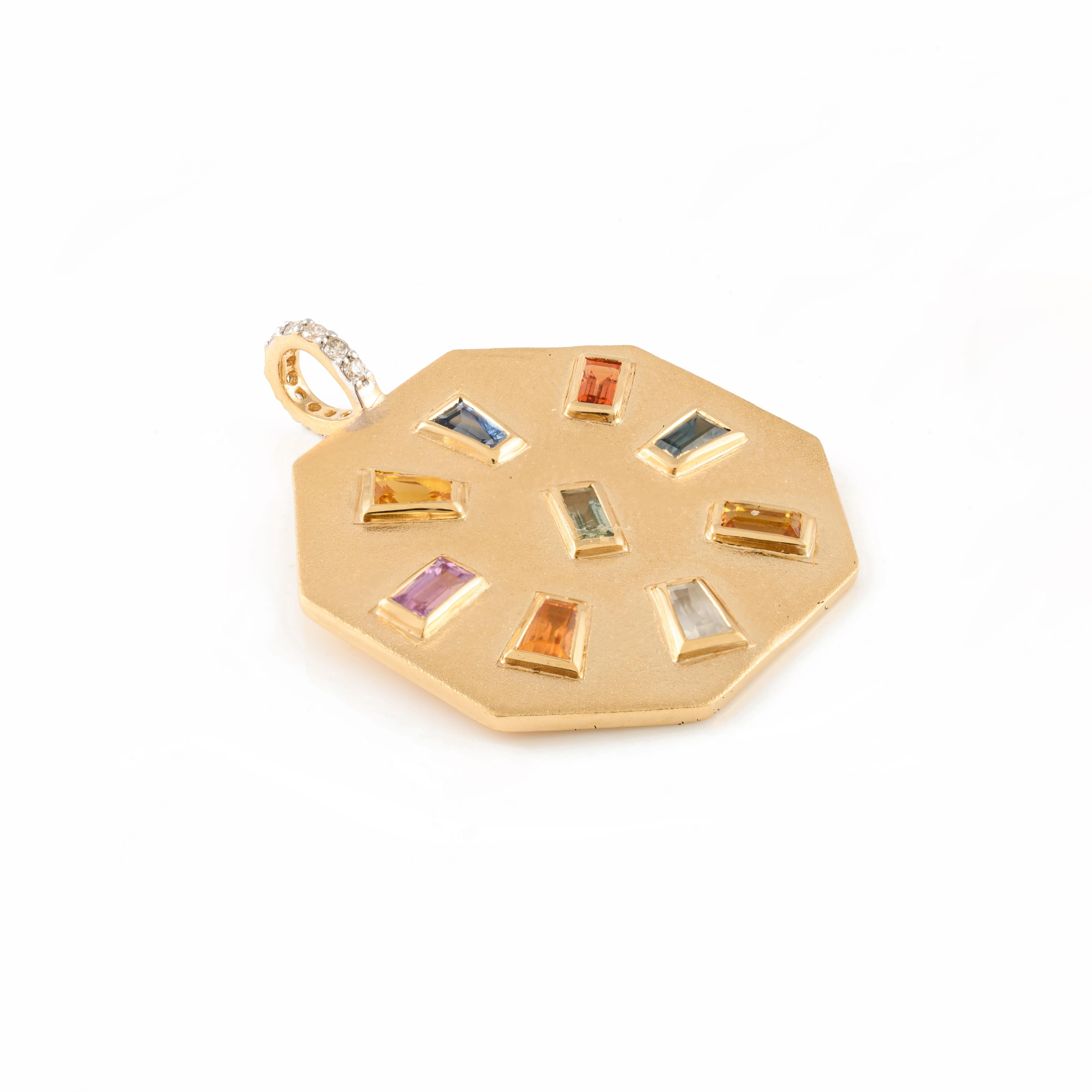 Pendentif ancien en or jaune massif 18 carats avec plusieurs saphirs, cadeau de Noël secret Neuf - En vente à New York, NY