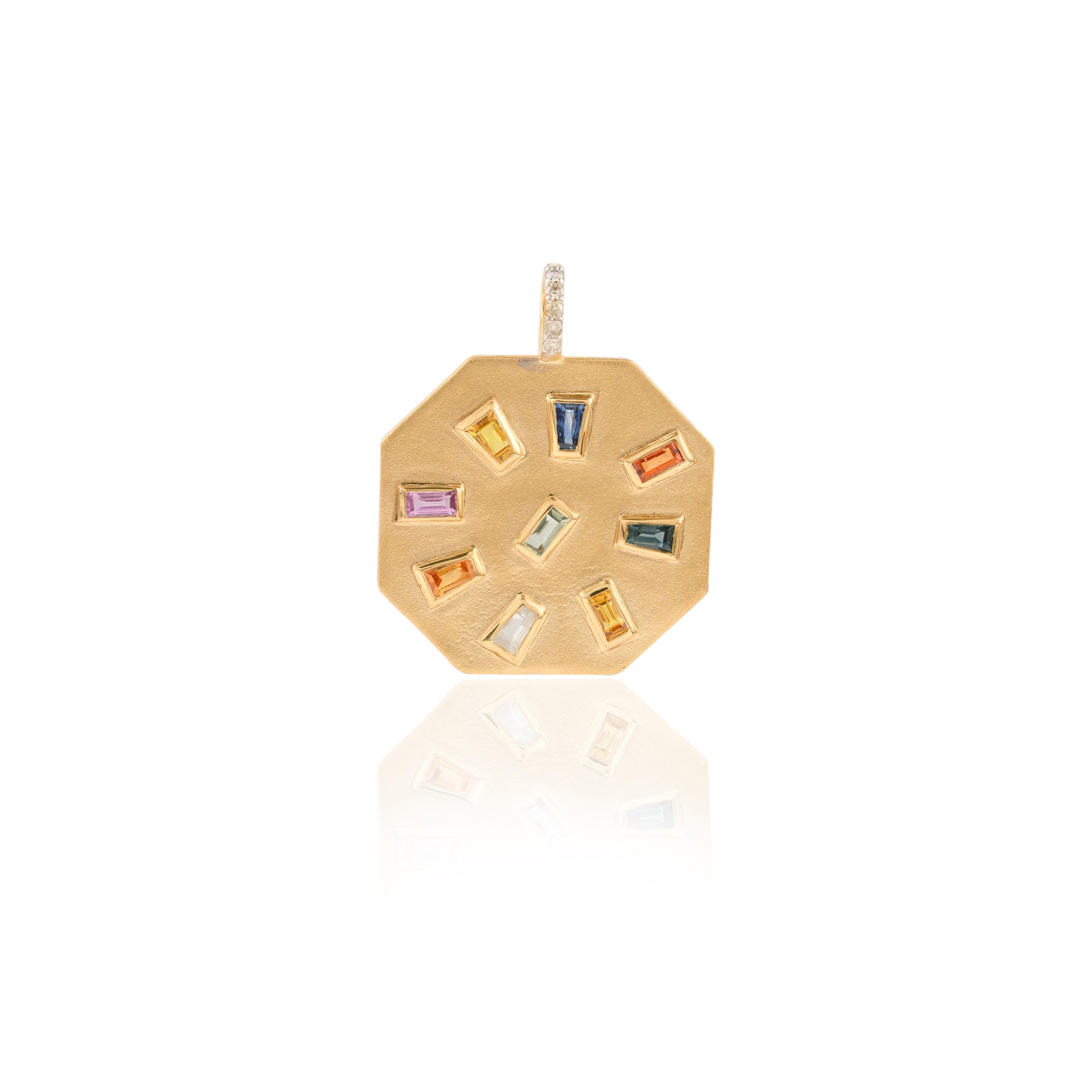 Pendentif ancien en or jaune massif 18 carats avec plusieurs saphirs, cadeau de Noël secret en vente 1
