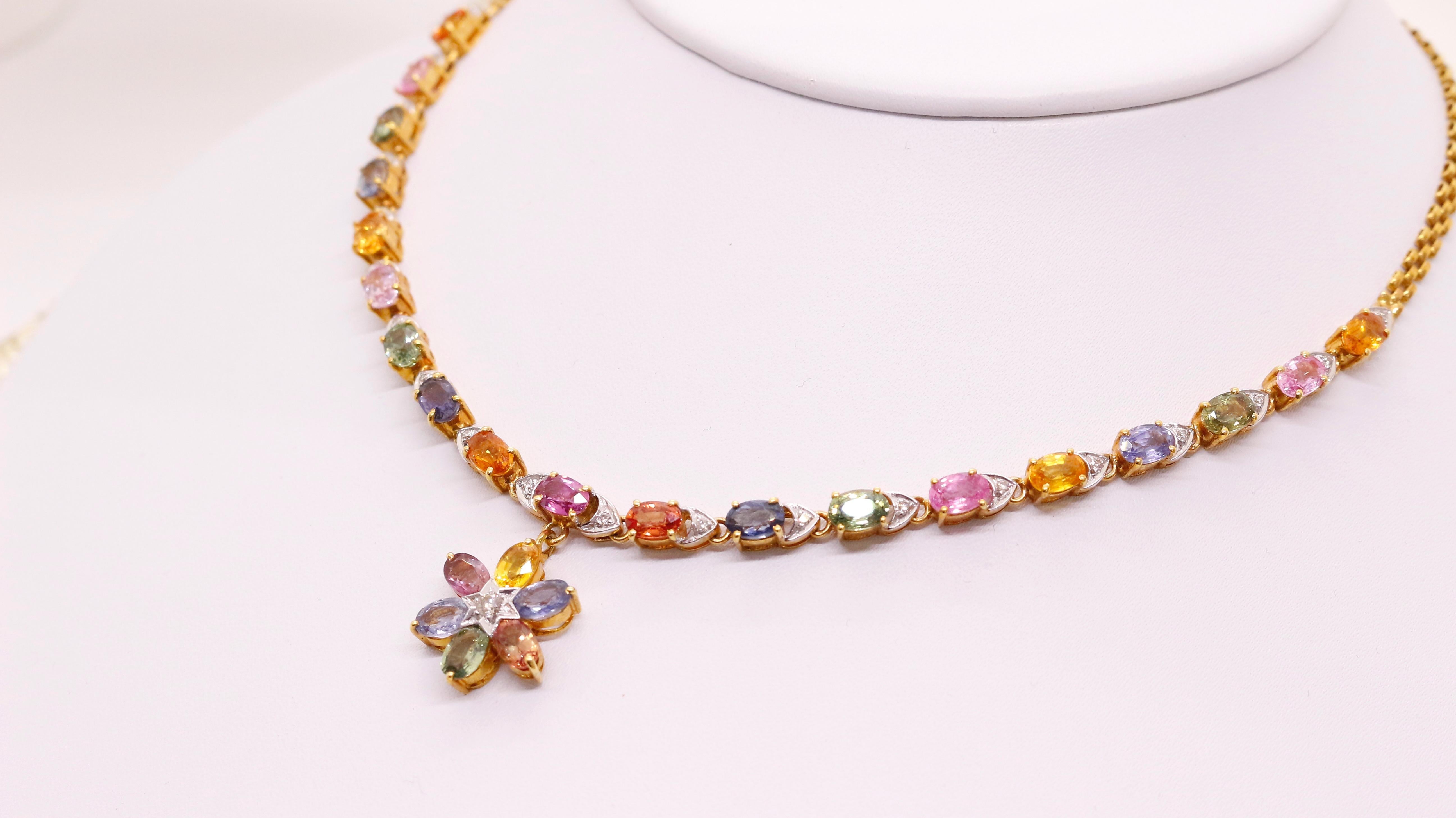 Multi-Sapphire Necklace In New Condition For Sale In Fukuoka City, Fukuoka
