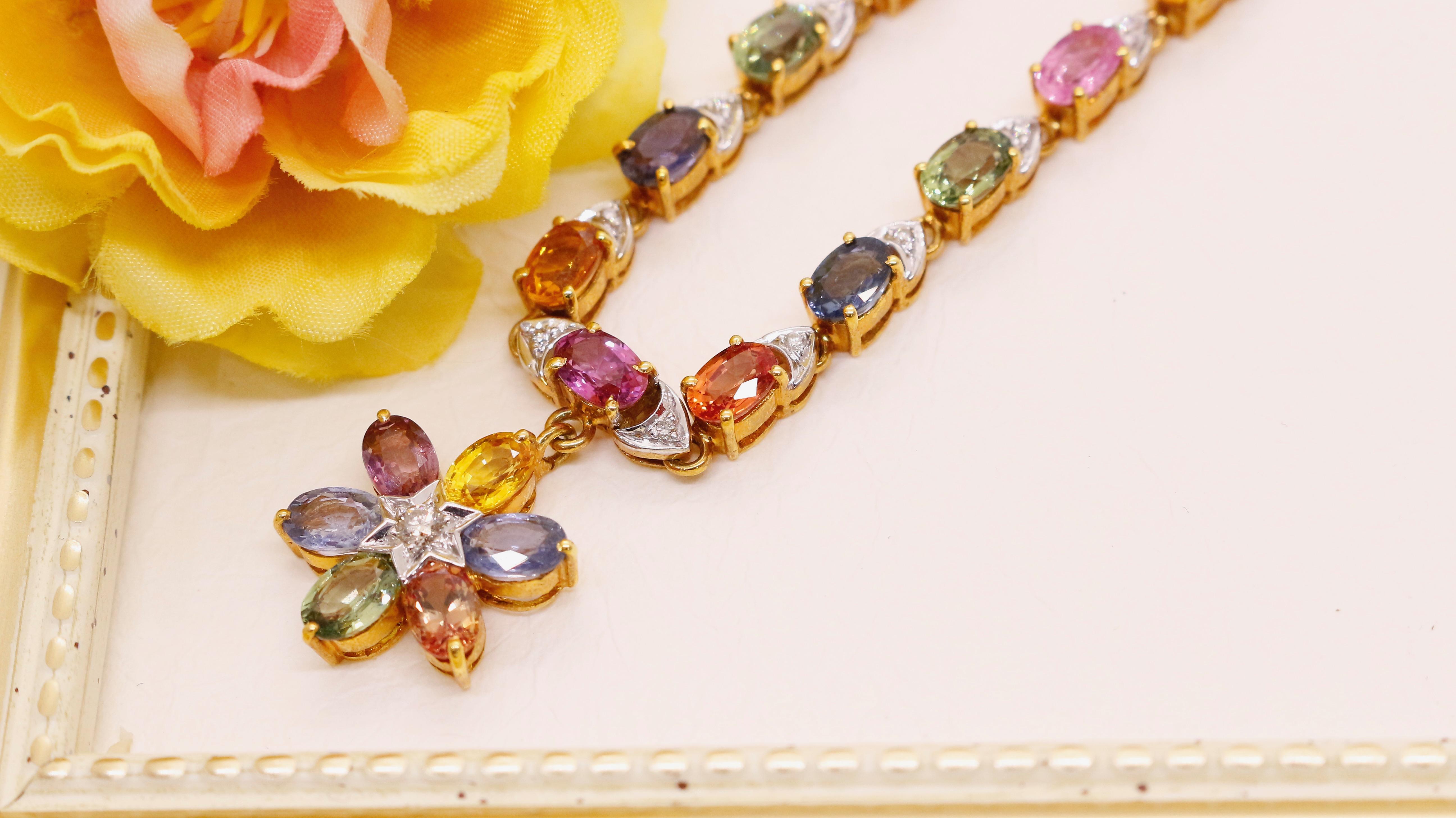 Women's Multi-Sapphire Necklace For Sale
