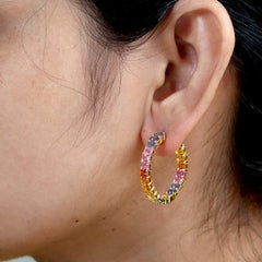 Multi Sapphire Ombre Hoops Made In 18k Yellow Gold