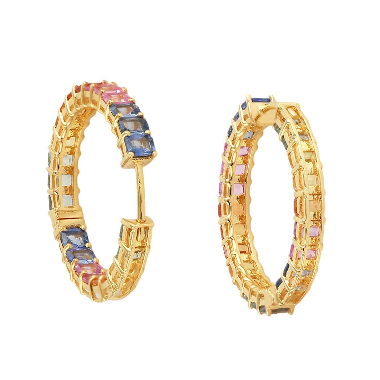 Artigiano Cerchi Multi Sapphire Ombre in oro giallo 18 carati in vendita
