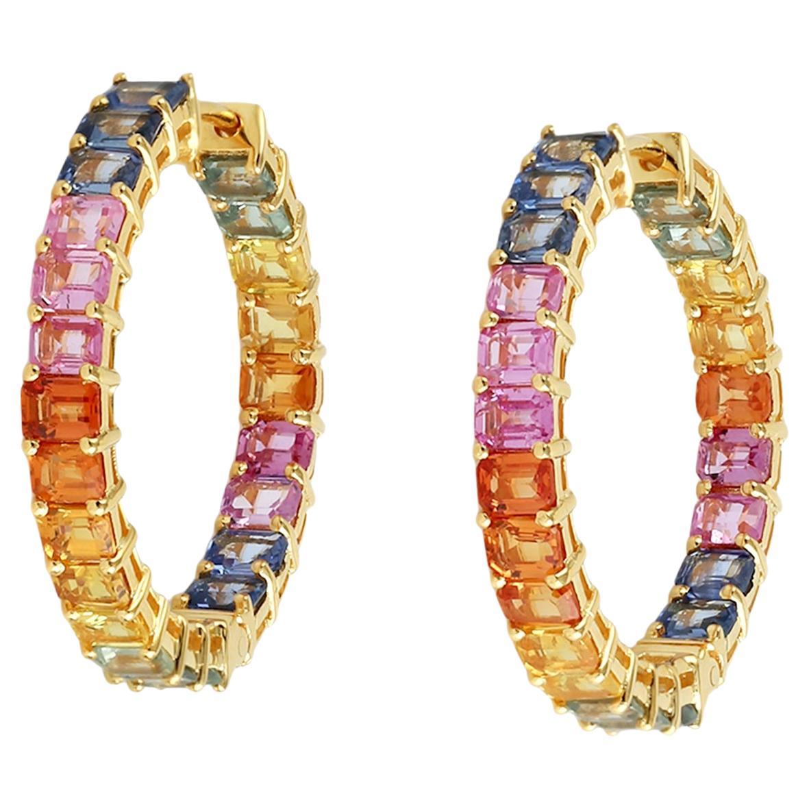 Cerchi Multi Sapphire Ombre in oro giallo 18 carati in vendita