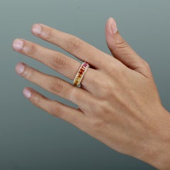 Multi Sapphire Ombre Ring Made In 18k Yellow Gold