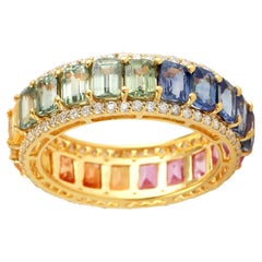 Multi Sapphire Ombre Ring Made In 18k Yellow Gold