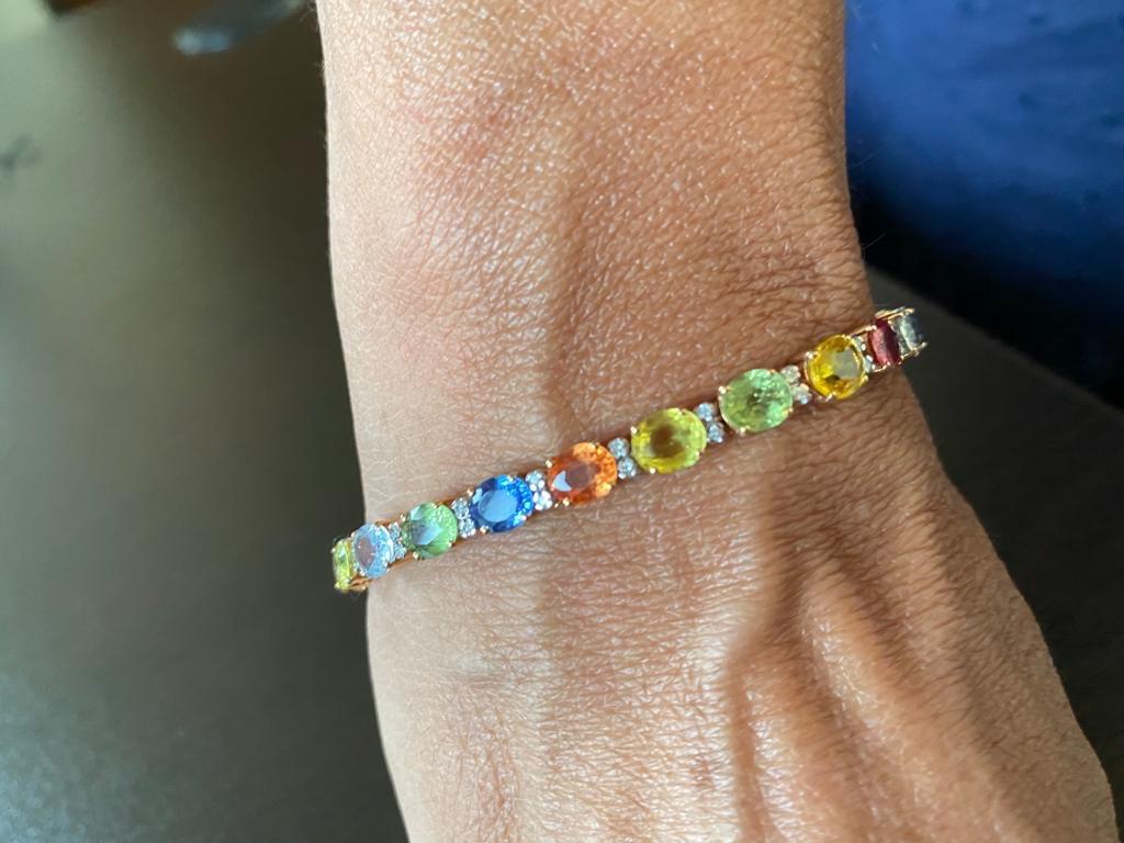 Multi Sapphire Oval Cut Bracelet In New Condition In Great Neck, NY
