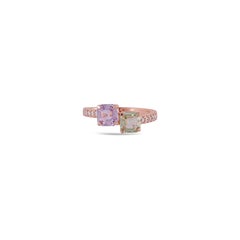 Mehrfarbiger Saphir-Ring mit Regenbogen- und Diamantbesatz aus 18 Karat Roségold