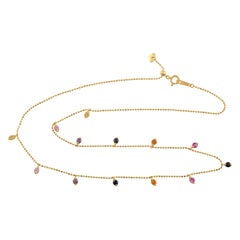 Multi Sapphire Rainbow Princess Chain Necklace  Made In 18k yellow Gold
