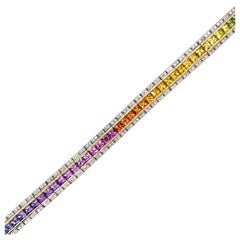 Multi-Sapphire Rainbow Sapphire and Diamond Bracelet Multi-Sapphire Rainbow Sapphire and Diamond Bracelet