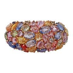 Multi Sapphire Ring Studded in 18 Karat Yellow Gold