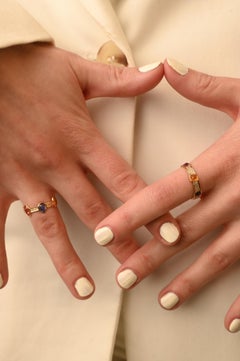 Multi Sapphire Unisex Eternity Band Ring in 18k Solid Yellow Gold