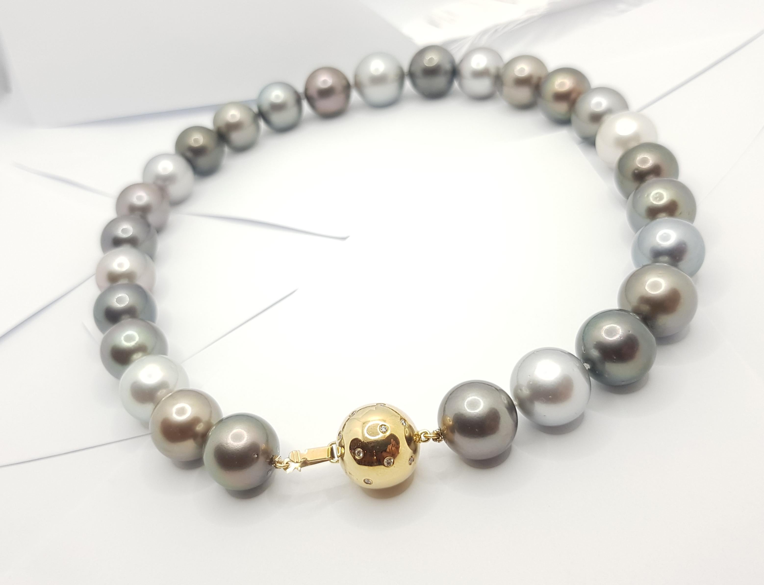 Uncut Multi-Shade Tahitian South Sea Pearl with Diamond Clasp in 18 Karat Gold  For Sale