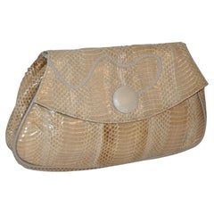 Multi Shades of Beiges & Browns Snakeskin Clutch with Optional Shoulder Straps