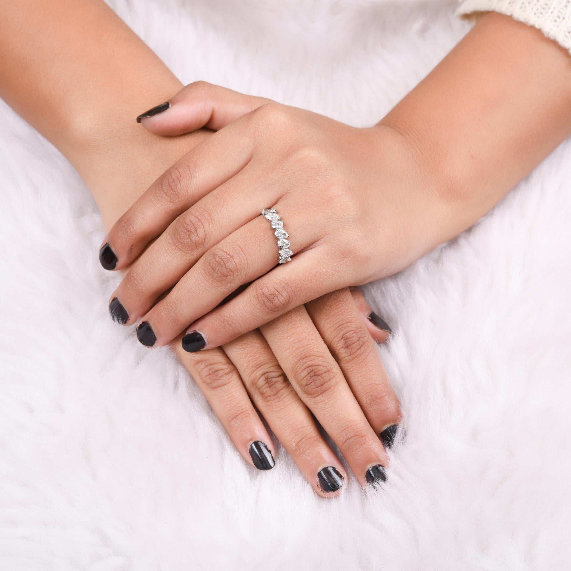 in vendita:  Anello a mezza eternit�à con diamante a forma multipla da 1,27 ct SI/H Regalo in oro bianco 14k 2