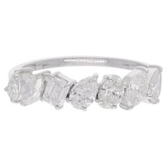 Multi Shape 1.27 Ct SI/H Diamond Half Eternity Band Ring Gift 18k White Gold