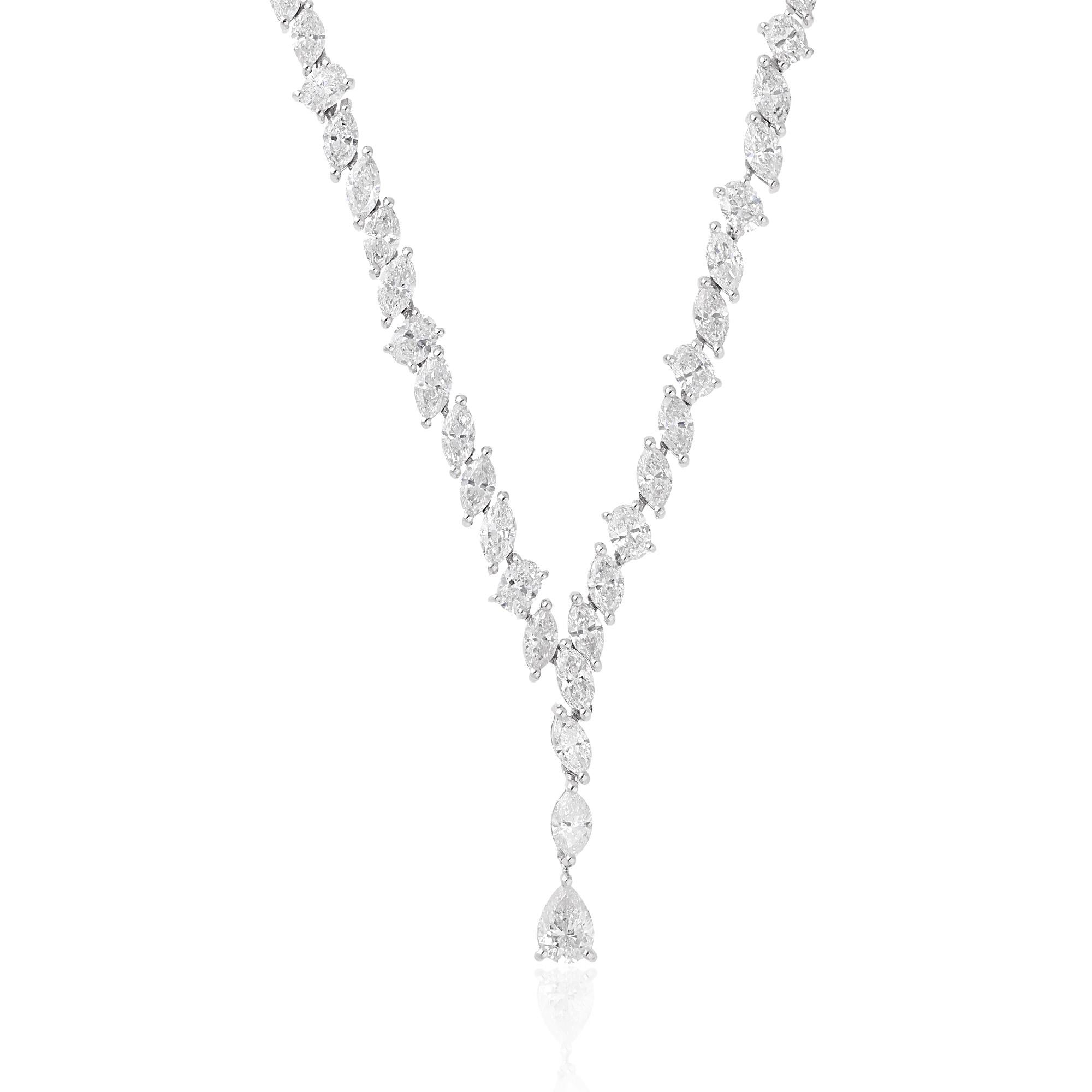 Collar de oro macizo de 18 quilates con diamantes naturales en forma de gota multiforme de 12,84 qt SI/H Corte mixto en venta