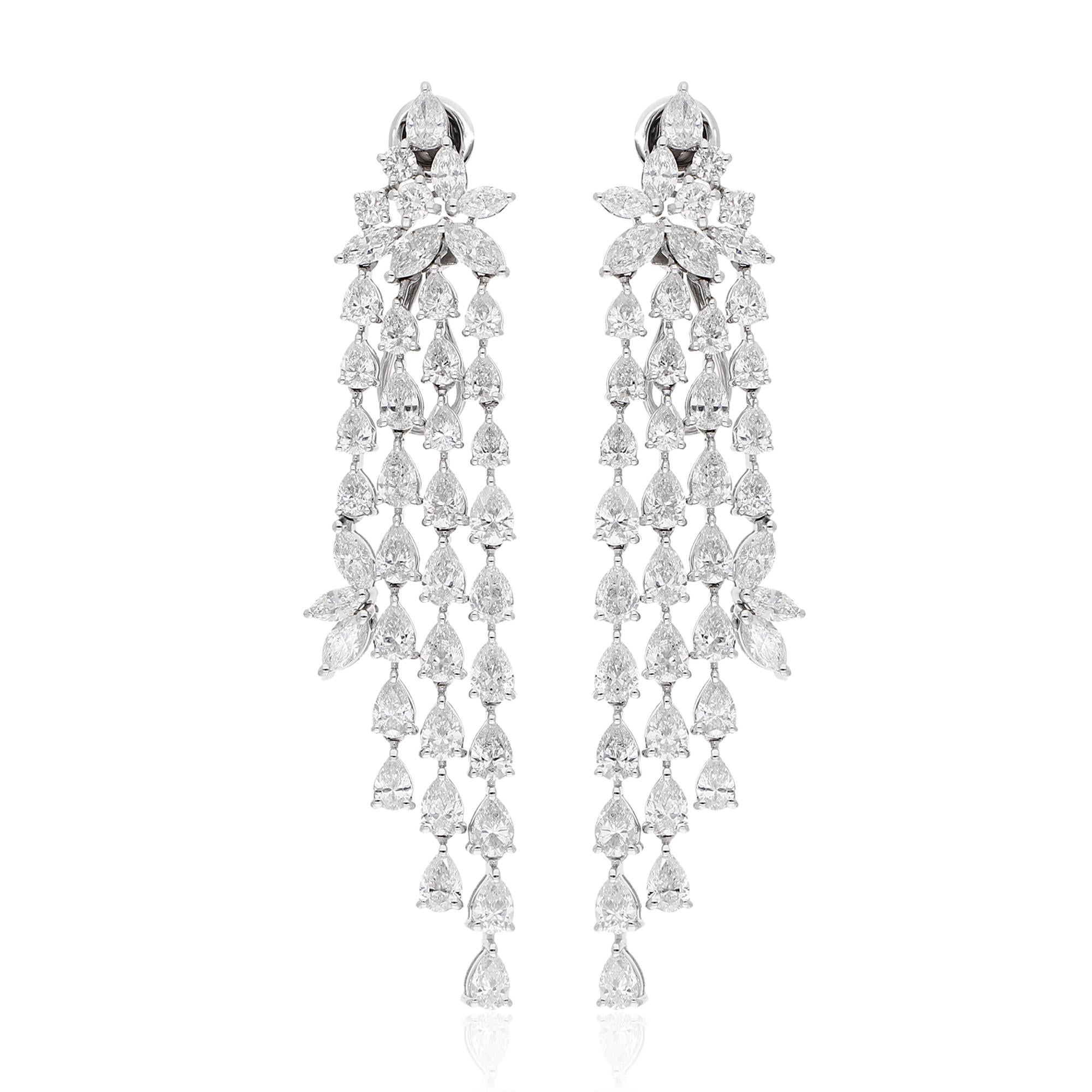 Moderno Orecchini pendenti a forma multipla con diamante 14,70 carati SI/H in oro massiccio 18 carati in vendita