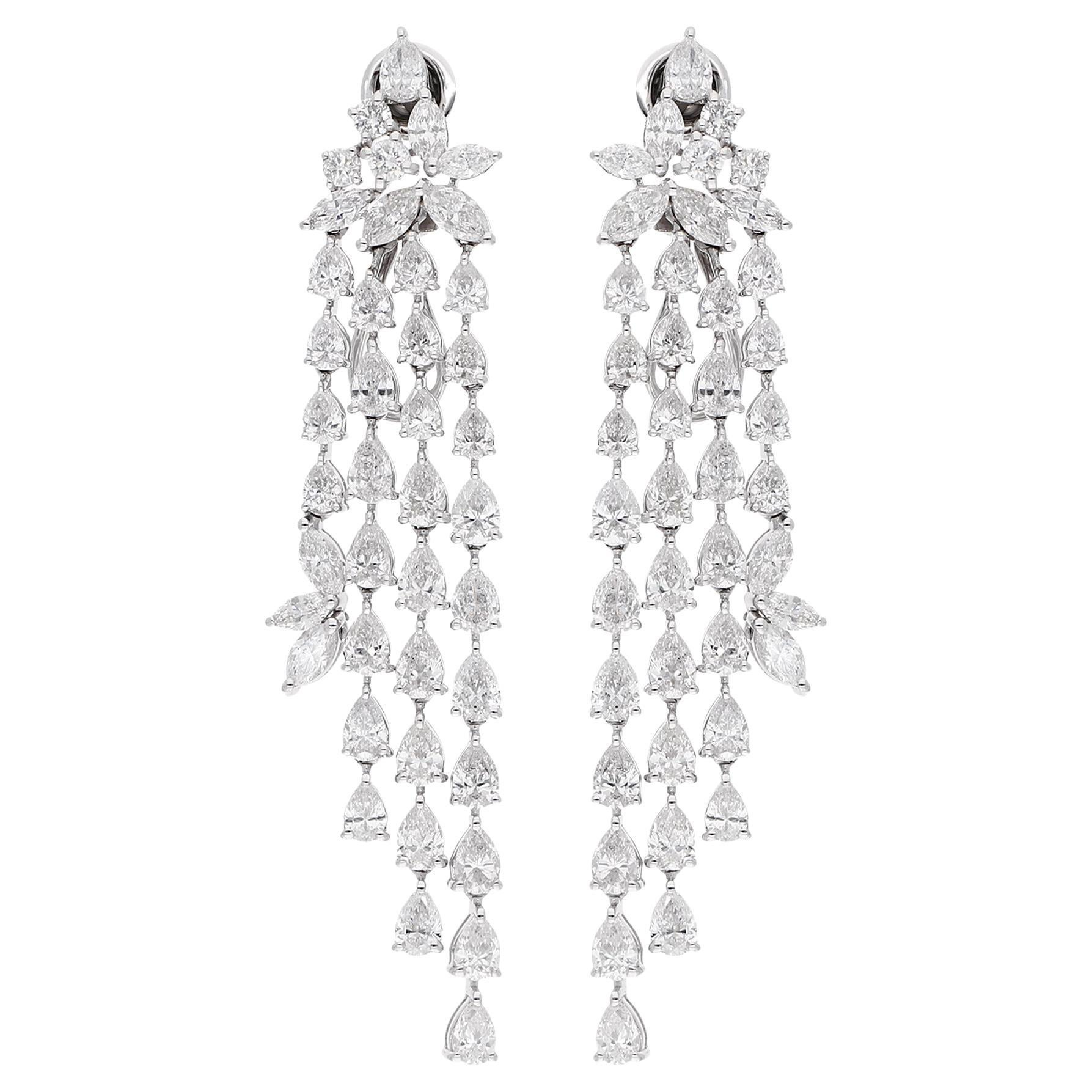 Orecchini pendenti a forma multipla con diamante 14,70 carati SI/H in oro massiccio 18 carati