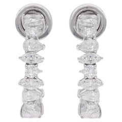 Multi Shape 1.60Ct SI/H Diamond C-Huggies Hoop Earrings 18k Karat White Gold (boucles d
oreilles multiformes avec des diamants SI/H en forme de C)